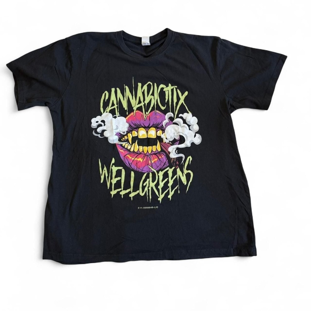 Cannabiotix Wellgreens Graphic T-Shirt, Black/Purple‎ Skater Tee, Size XL